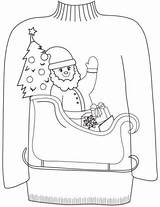 Ugly Sweater Christmas Coloring Printable Pages Farewell Bids Santa sketch template