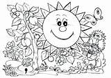 Coloring Nature Pages Plants Sun Size Printable Scenes Printables Toddlers Kids Print Color Beautiful Animals Getcolorings Garden sketch template