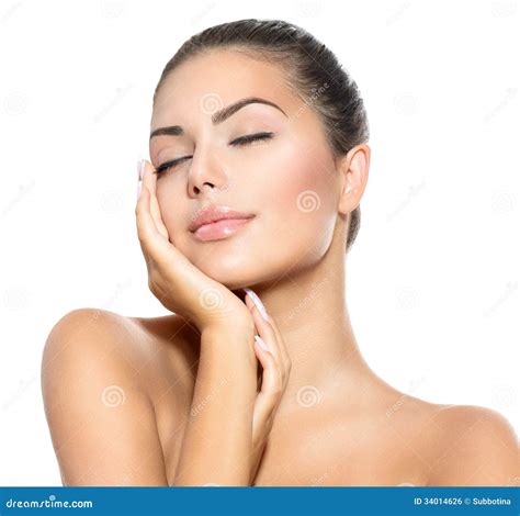 spa woman touching  face stock photo image  fresh close