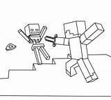 Minecraft Coloring Pages Fight Kids sketch template