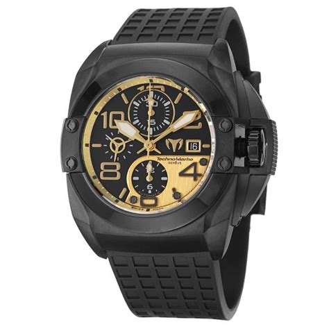 technomarine mens blackwatch black pvd coated stainless steel  black rubber automatic