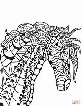 Coloring Horse Pages Zentangle Head Printable sketch template