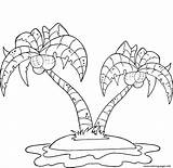 Island Palm Coloring Pages Trees Printable Coconut sketch template