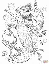 Coloring Mermaid Pages Printable Drawing Supercoloring Paper sketch template