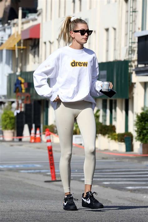 hailey baldwin shows off her fit body as she hits her pilates class in
