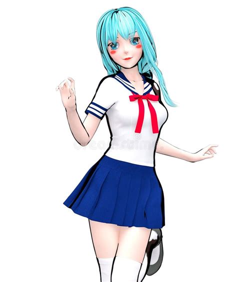 3d Japanese Anime Schoolgirl Stock Illustration Illustration Of Japan