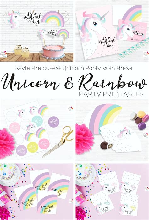 magical day unicorn party printables thepartykitshop
