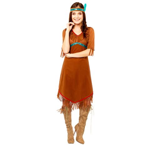 womens native american fancy costume dress pocahontas red indian wild
