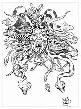 Coloring Medusa Pages Legends Myths Mythical Valentin Creatures Adults Mythological Phoenix Adult Color Snakes Fantasy Printable Interwoven Hair Her Getcolorings sketch template