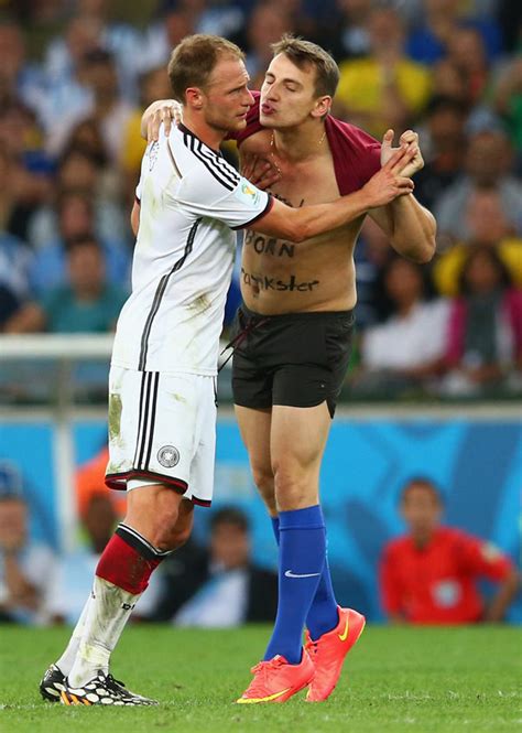 world cup final match streaker tries to kiss german