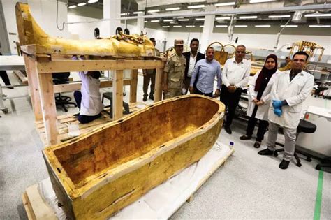 king tut s coffin removed from his tomb for the first time ever