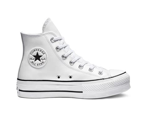 converse chuck taylor  star platform clean leather high top  white