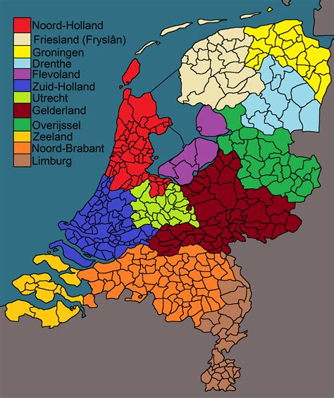 counties gemeenten   netherlands  colour    province
