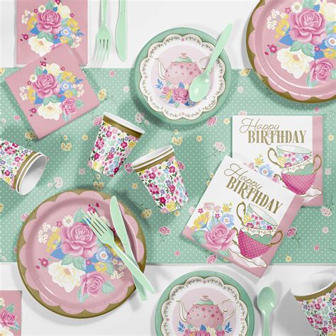 floral tea party birthday party supplies kit   guests walmartcom