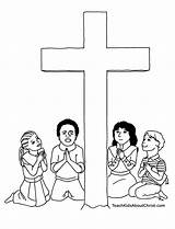 Coloring Pages Kids Friday Good Praying Cross Printable Children Stations Color Pintables Print Jesus Popular Around Before sketch template