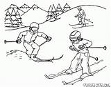 Skiing Sciare Esquiar Narciarstwo Kolorowanki Kolorowanka Invierno Colorkid Schifahren Pory Roku Jahreszeiten Estaciones Zima Colorier sketch template