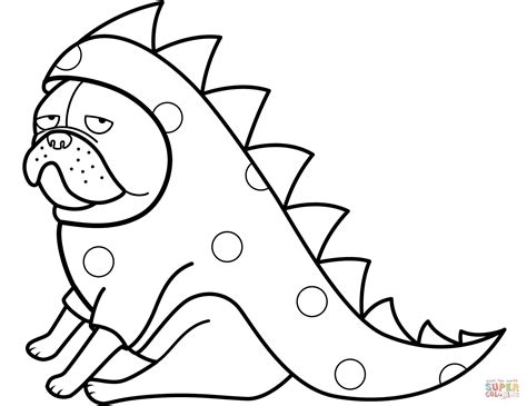 funny pug  dragon costume coloring page  printable coloring pages