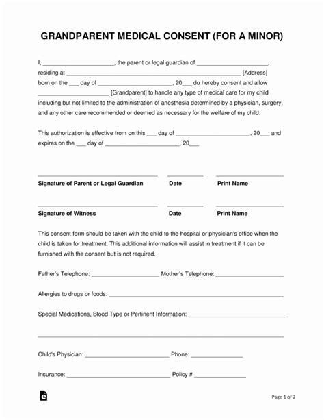printable medical consent forms  document template