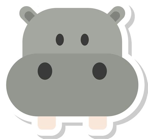 hippo face sticker animal icons  png