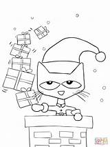Coloring Pete Cat Christmas Pages Saves Printable Drawing Dot Crafts sketch template
