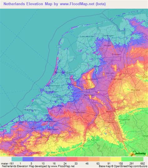 Netherlands Elevation And Elevation Maps Of Cities