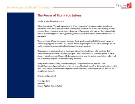 donor centered   letters cygnus applied research
