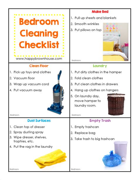 editable cleaning chore cards  kids happy brown house