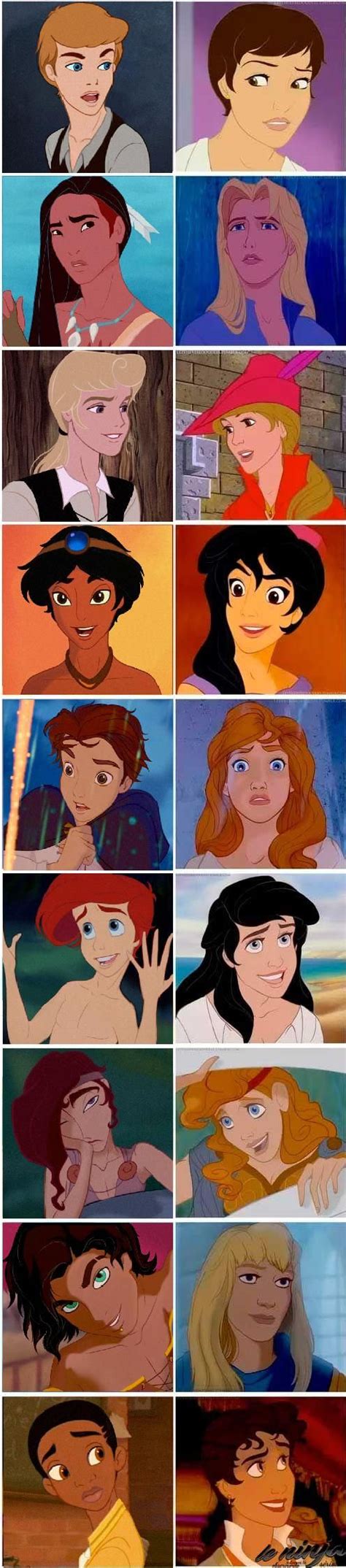 Disney Prince Princess Genderbend Disney Characters