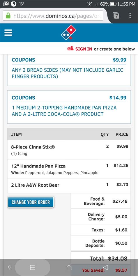 coupons im missing order    dominos