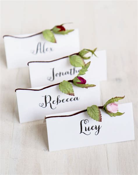 wedding  cards personalised paper rosebud place cards