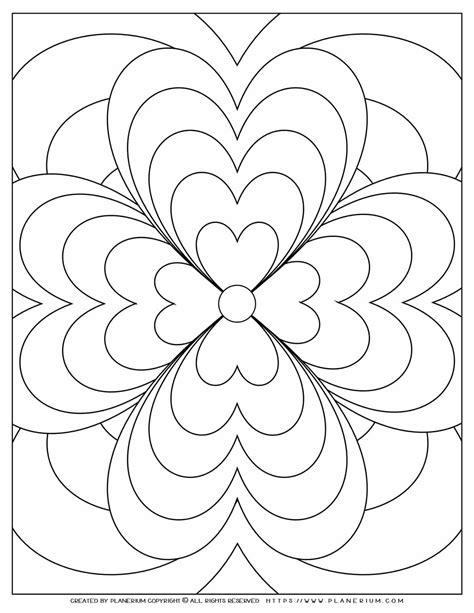 flower coloring page geometric design  printable planerium