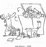 Dumpster Cartoon Into Tossing Businessman Garbage Toonaday Vecto sketch template