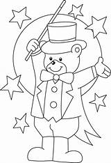 Circus Coloring Pages Kids Clown Bear Colouring Ringmaster Printable Magician Theme Cute Preschool Print Teddy Carnival Sheets Color Crafts Bestcoloringpages sketch template
