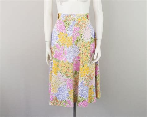 70s vintage garden print wrap skirt m l 29 5 waist by