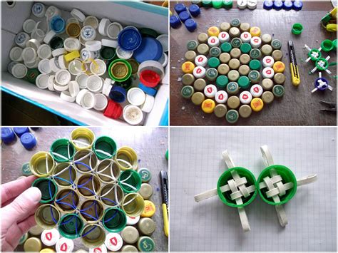bottlecap experiment  recyclart plastic bottle caps diy