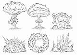Explosion Mushroom Tekenen Explosie Bom Wolk Atomic Doodle Paddestoel sketch template