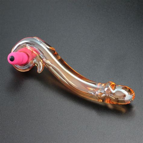 glass dildo with mini vibrator penis anal beads butt plug female masturbation vibrating glass