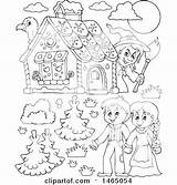 Gretel Hansel Coloring House Pages Clipart Gingerbread Witch Illustration Candy Watching Brother Sister Near Royalty Colouring Visekart Vector Printable Getcolorings sketch template