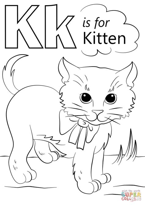 letter    kitten coloring page  printable coloring pages
