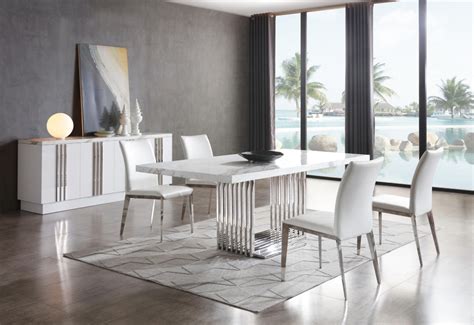 modrest kingsley modern marble stainless steel dining table