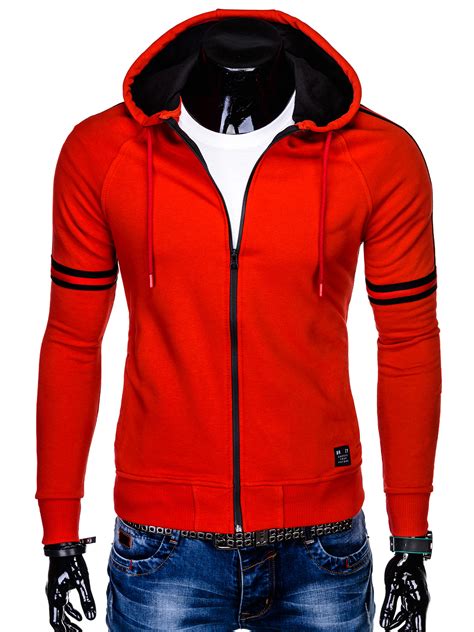 mens zip  hoodie  red modone wholesale clothing  men