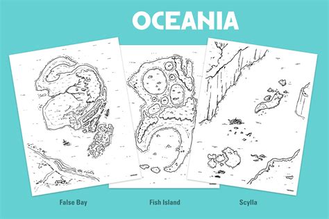 oceania map coloring pages etsy