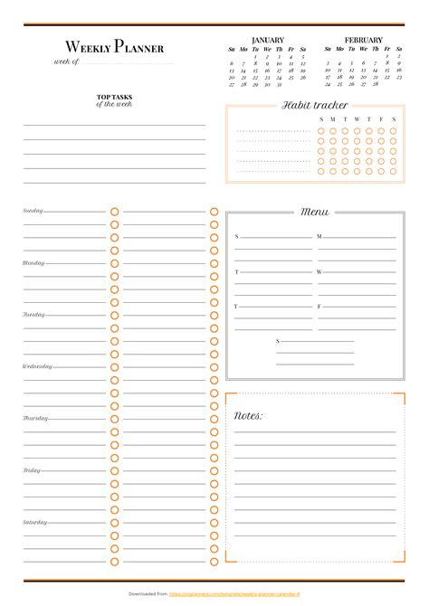 weekly planner  calendar habit tracker sections   find