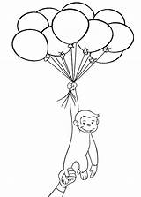 Curious George Coloring Balloons Holding Pages Balloon Drawing Face Lot Elephant Bengals Birthday Cincinnati Printable Print Halloween Seurat Color Getdrawings sketch template