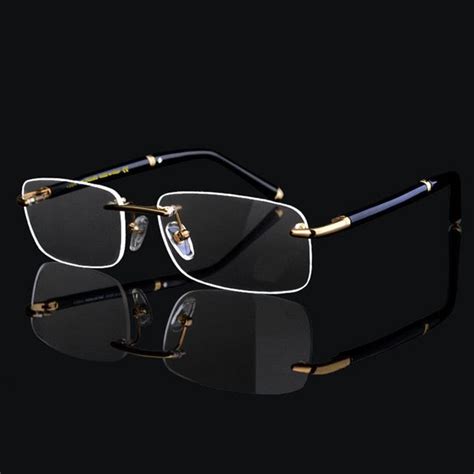 super high quality luxury business men rimless eyeglasses frame for man