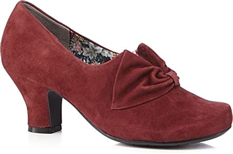 Hotter Womens Dark Red Donna Suede Mid Heeled Court Shoes 7 Amazon
