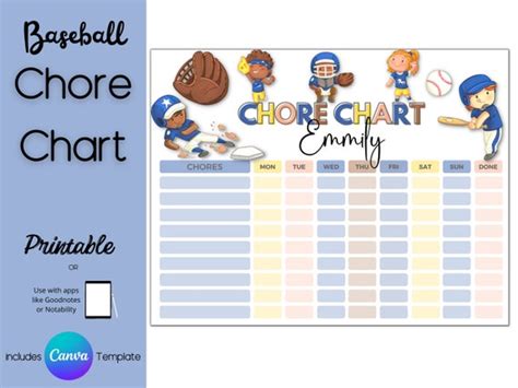printable editable chore chart bundle kids chore chart chore etsy