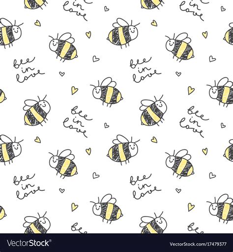 cute bees pattern royalty  vector image vectorstock