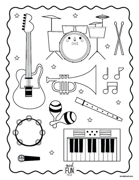 musical instruments color worksheet sketch coloring page