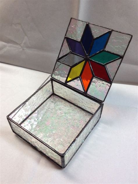 Contemporary Stained Glass Jewelry Box Colorful Star Glass Jewelry